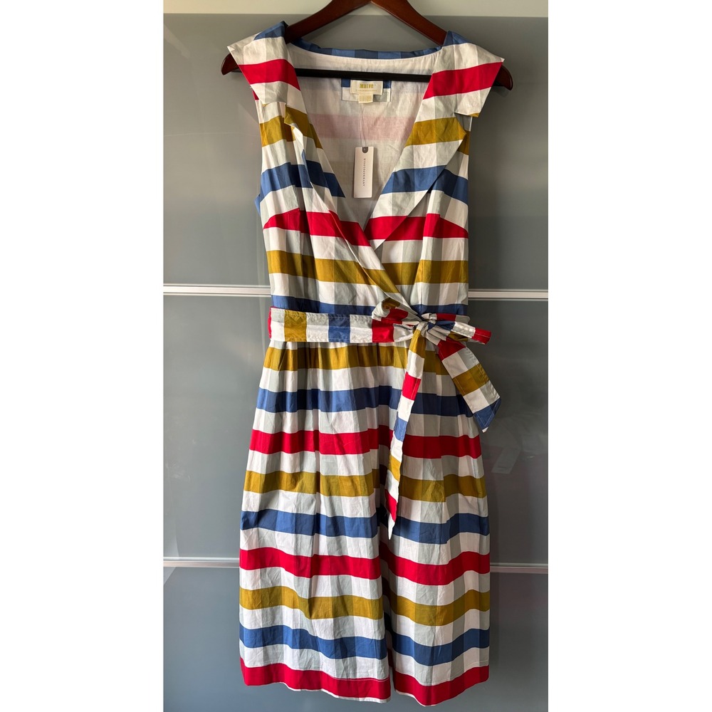 NWT* Maeve Anthropologie Cricket Club Gingham Wrap Midi Dress 10